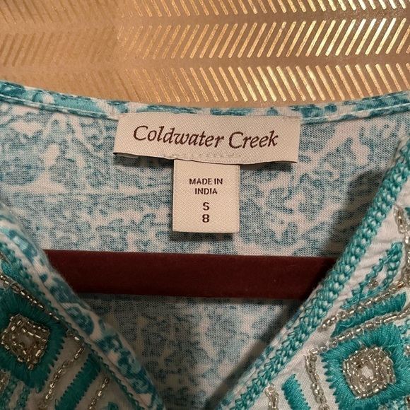 COLDWATER CREEK~TEAL BLOUSE~8-10 - Picture 2 of 5